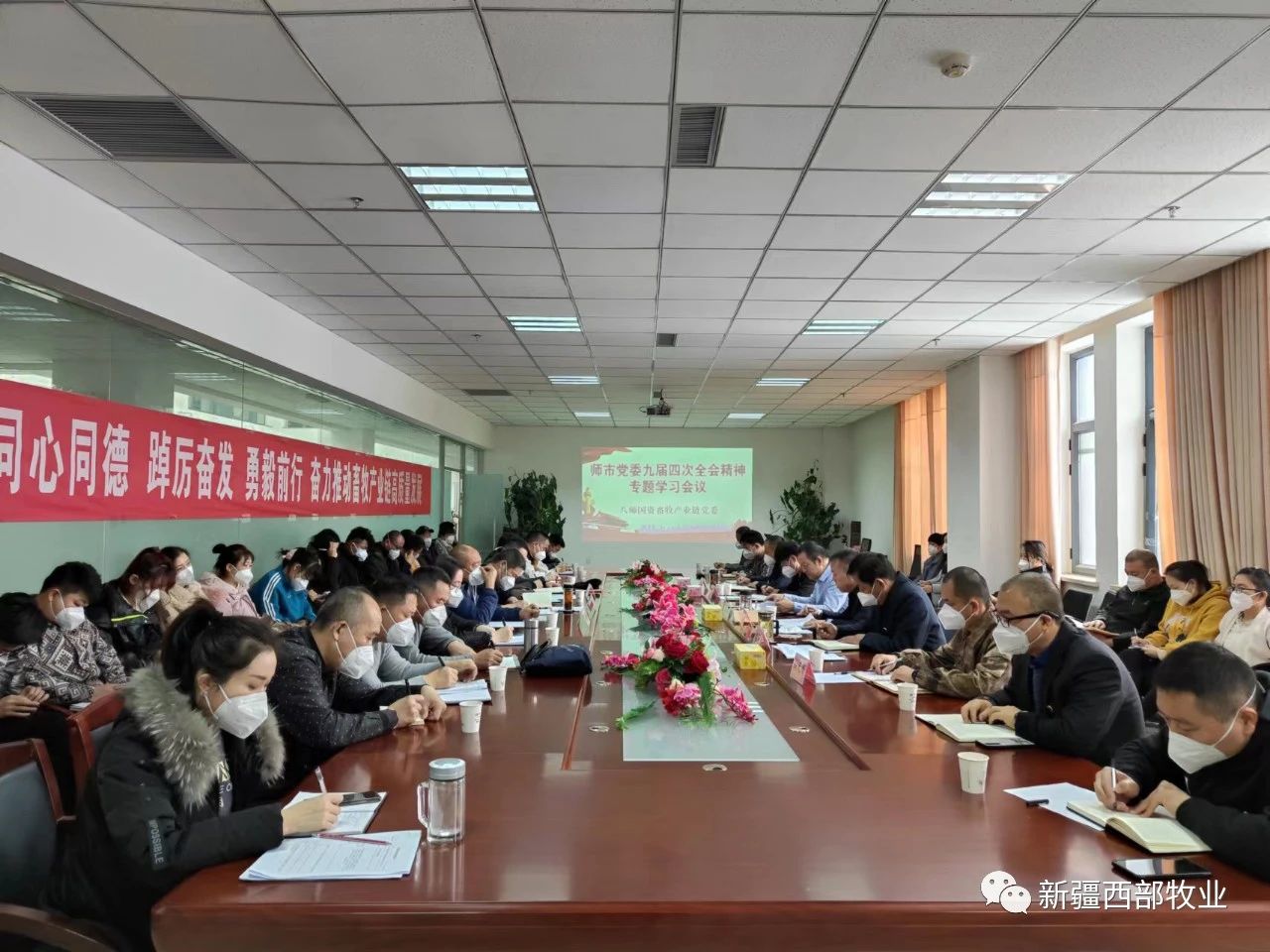 八師國資畜牧產業(yè)鏈黨委召開師市黨委九屆四次全會精神專題學習會議